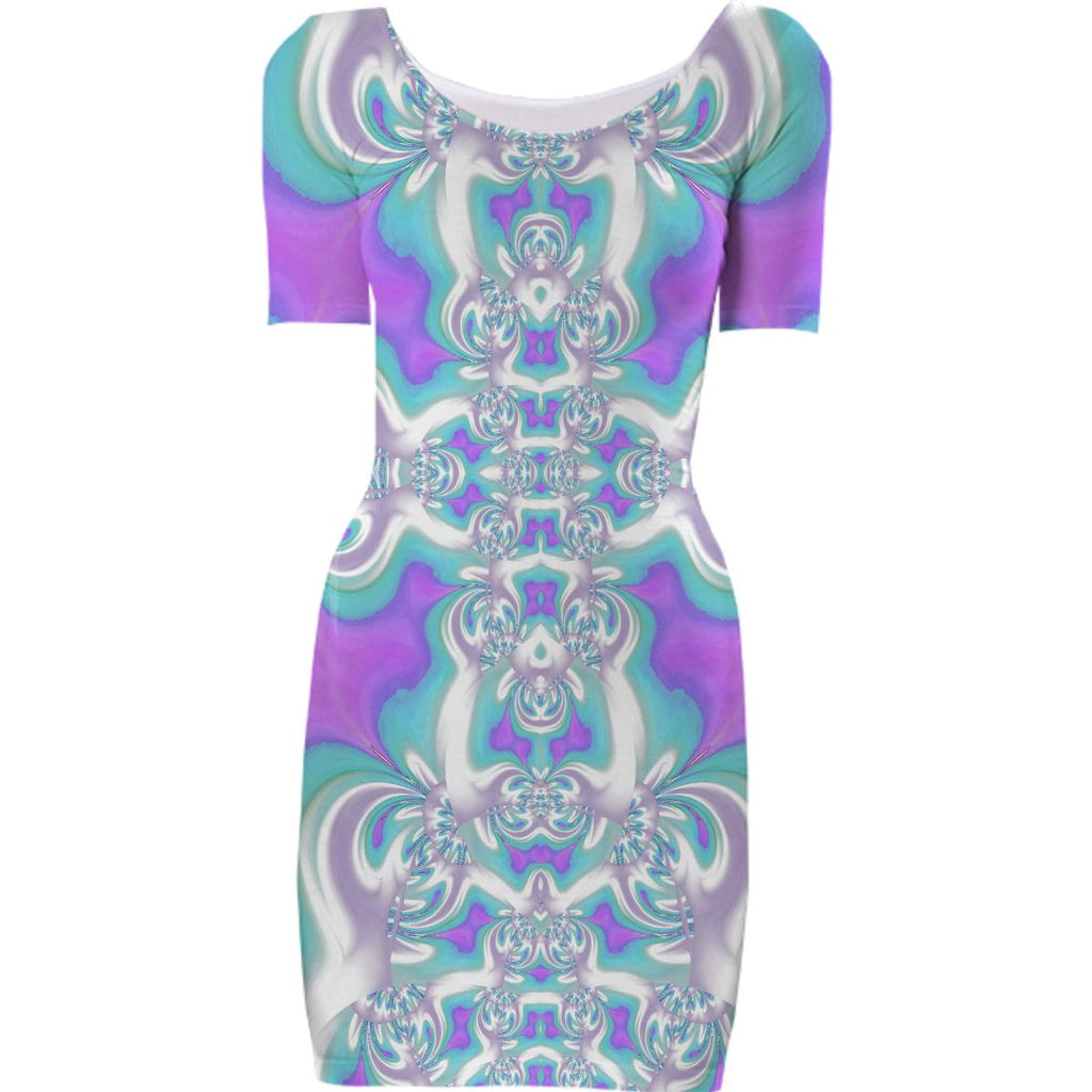 Aqua Purple Fractal Bodycon Dress