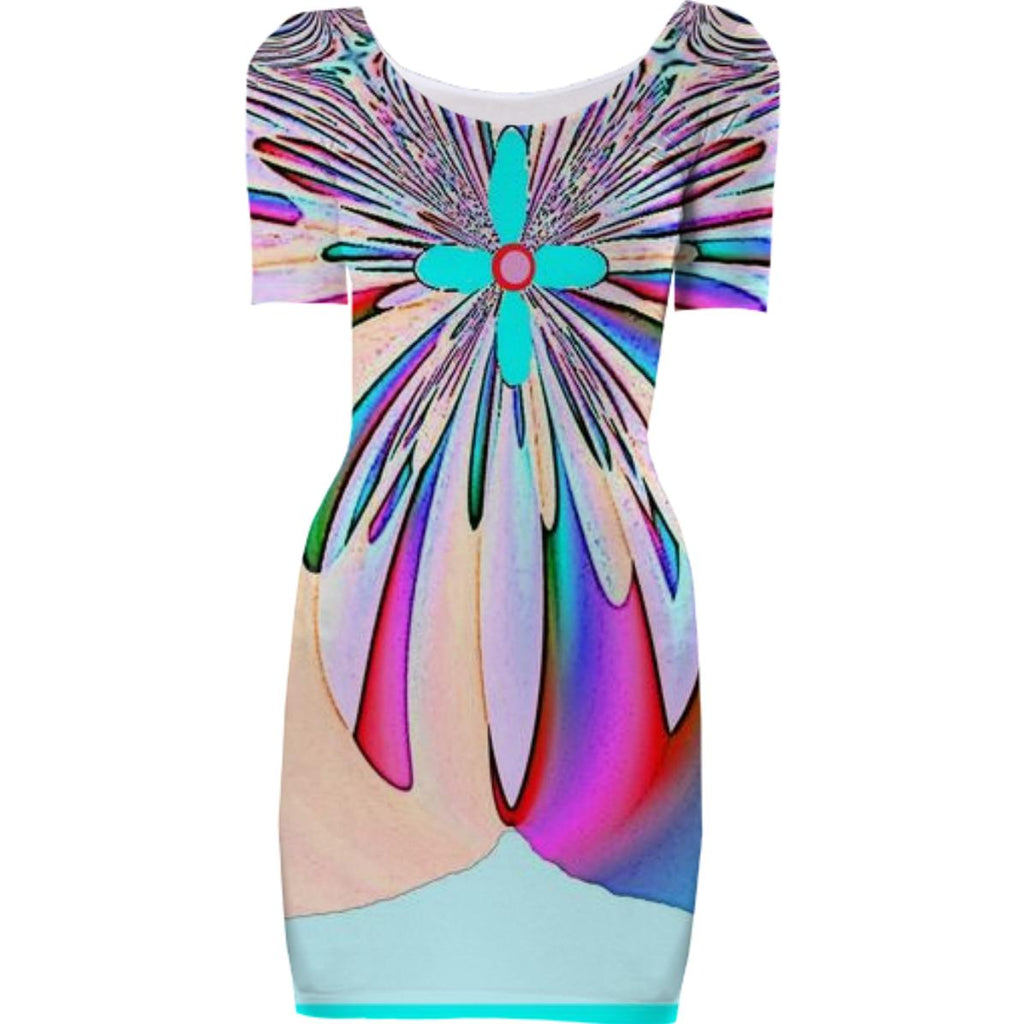 Aqua Rainbow Stripe Bodycon Dress