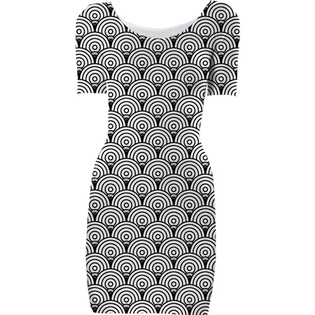 Black and Right Circles Bodycon Dress