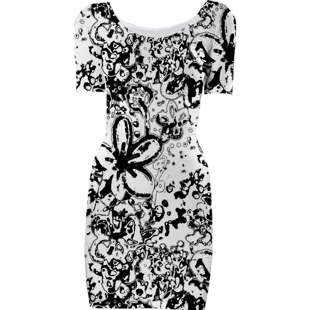 Black and White Simplicity Abstract mod bodycon Floral