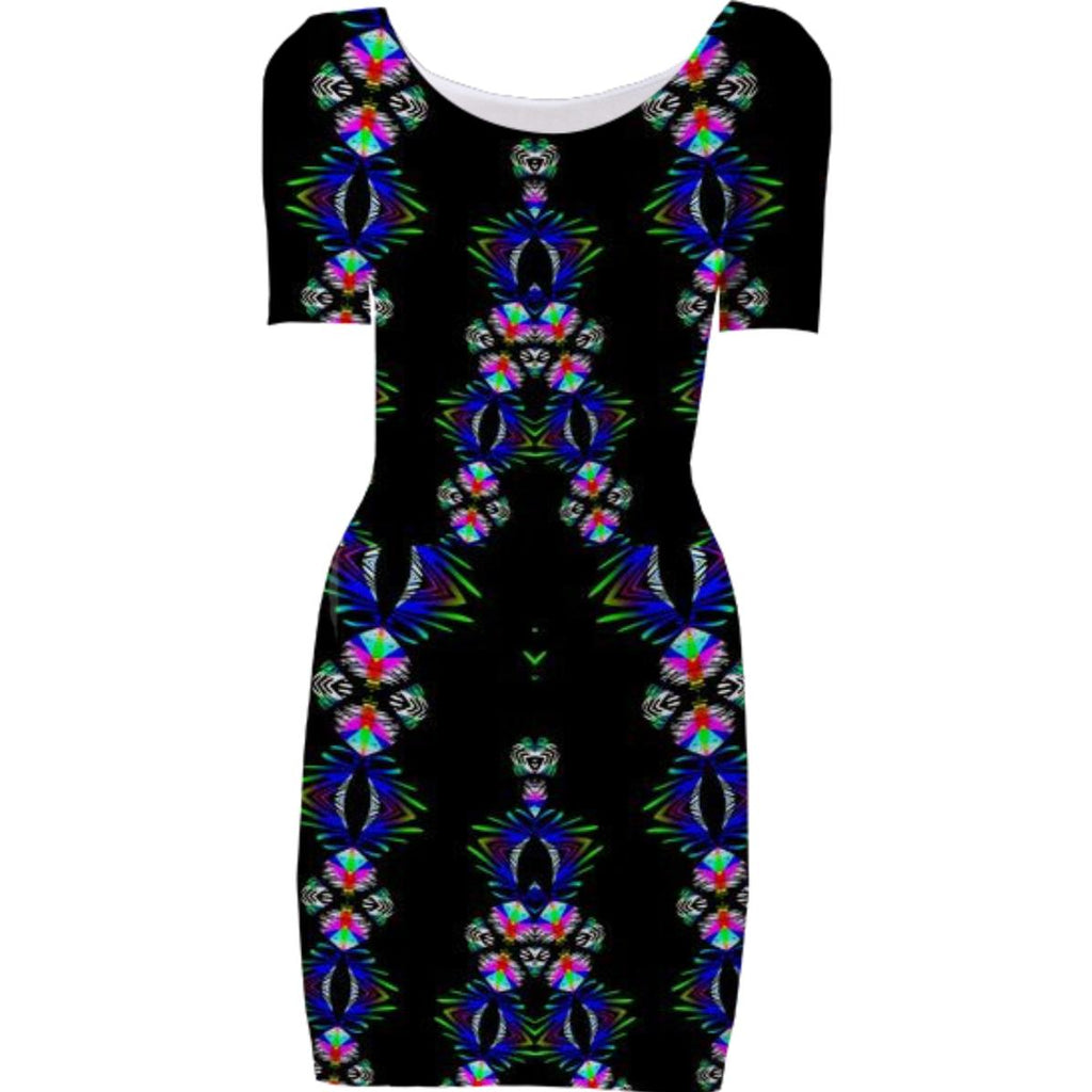 Black Pink Abstract Bodycon Dress