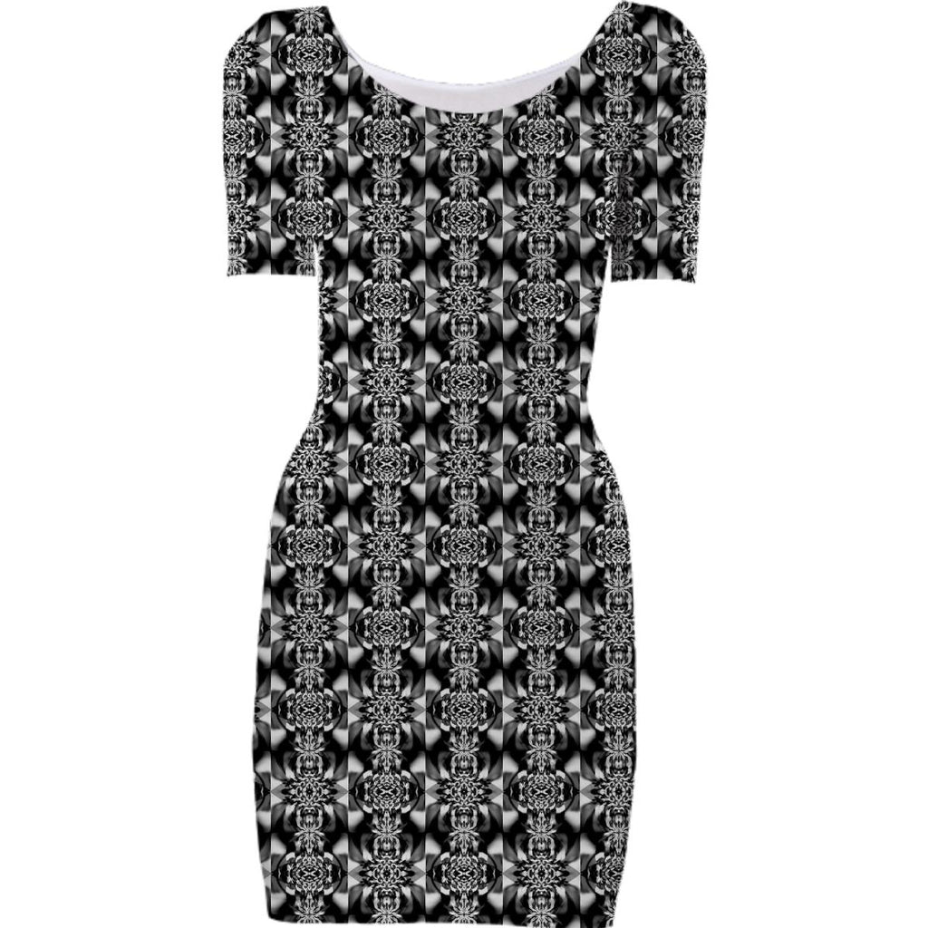 Black White Print Bodycon Dress