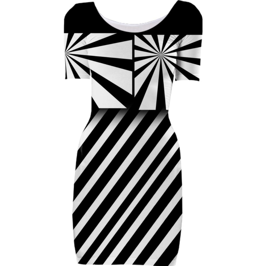 Black White Stripes Bodycon Dress