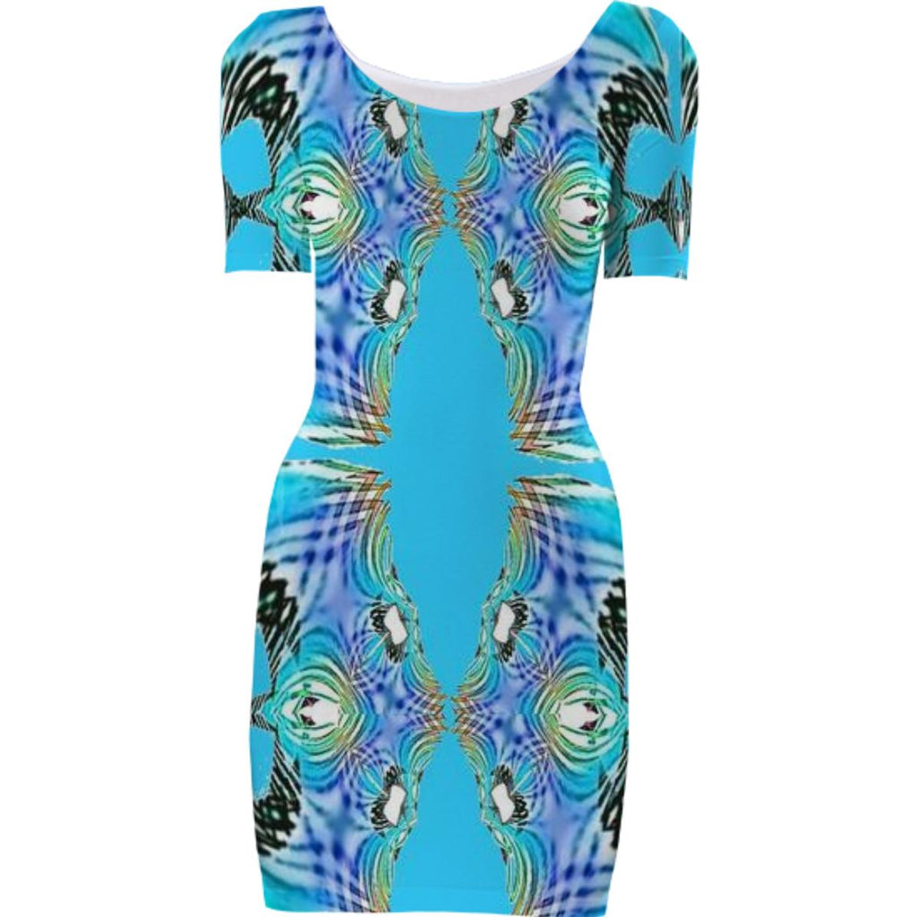 Blue Abstract Bodycon Dress