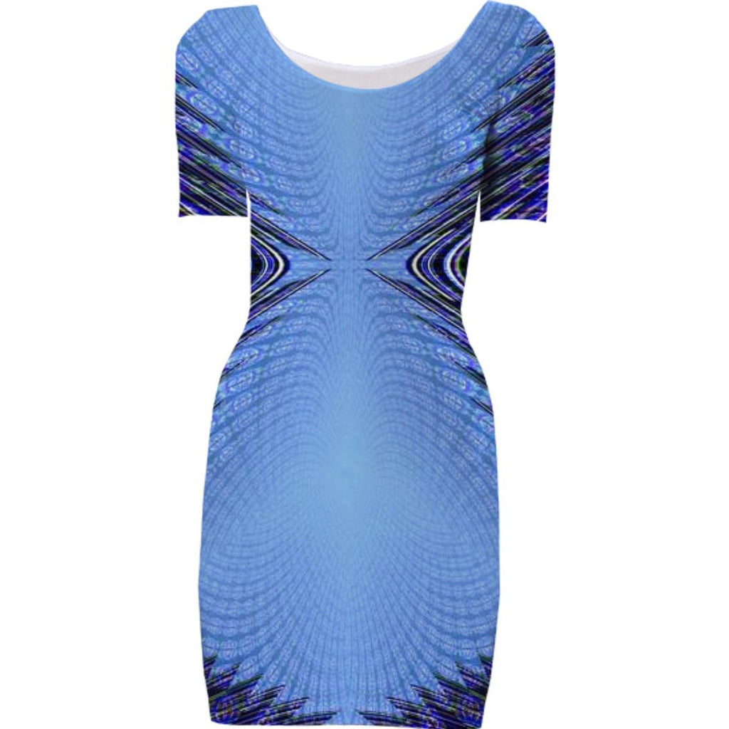 Blue Geometric Bodycon Dress