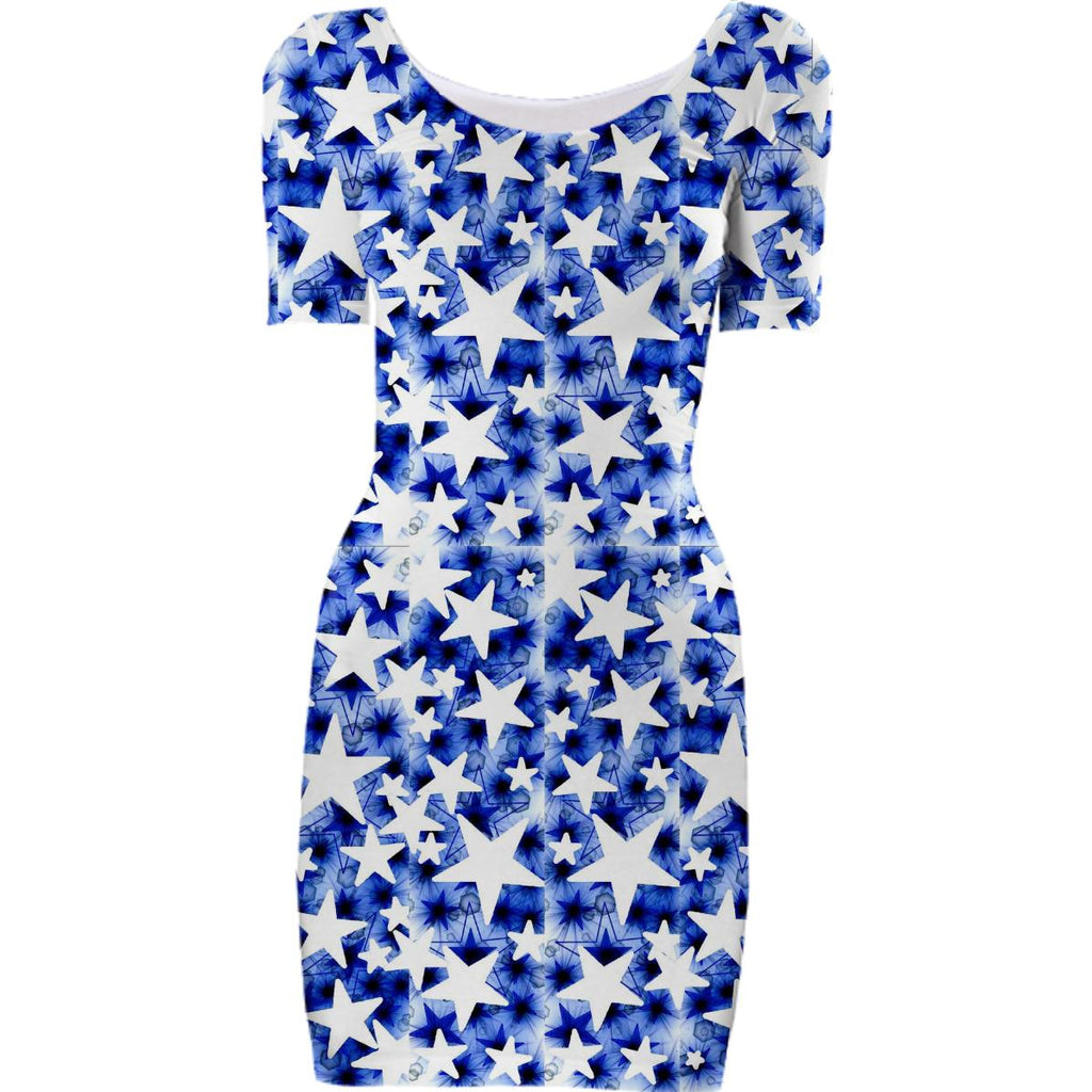 Blue White Stars Bodycon Dress