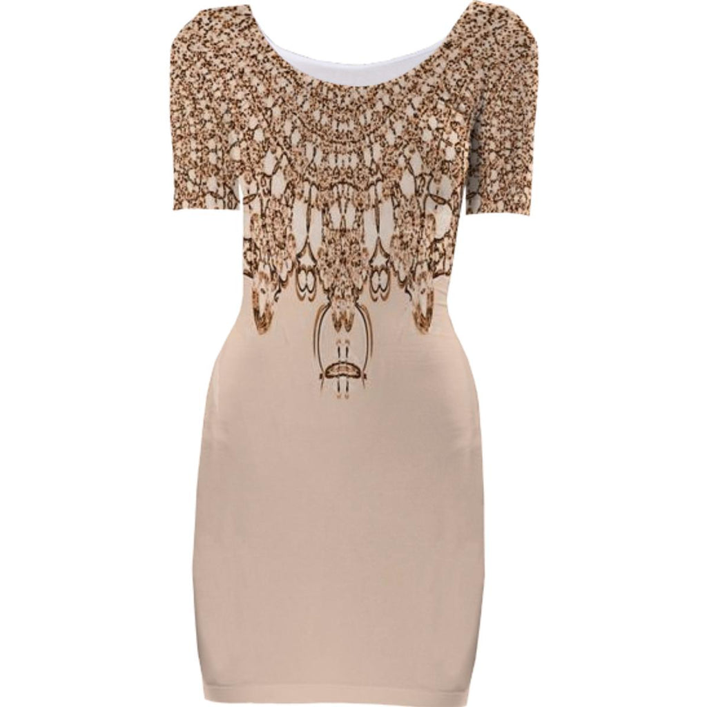 Brown Lace Top Bodycon Dress