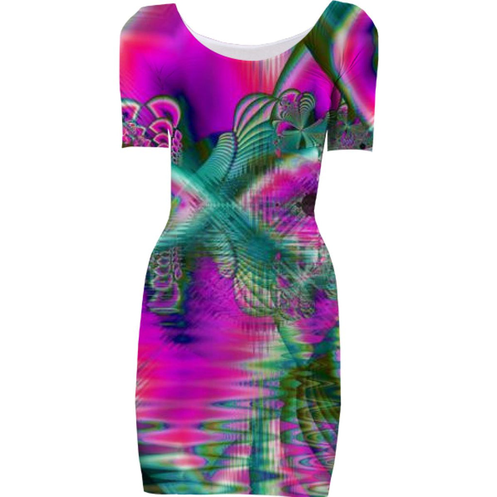 Crystal Flower Garden Abstract Teal Violet