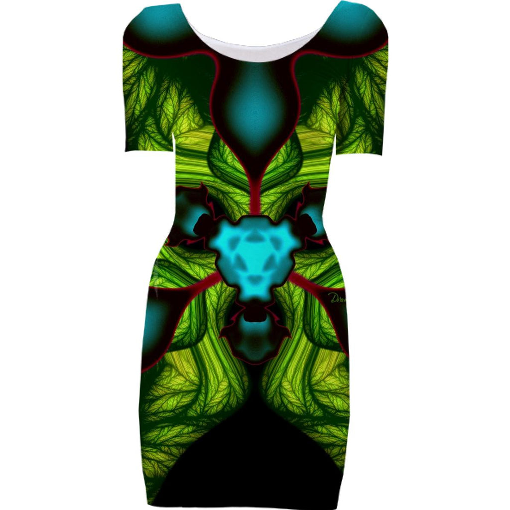 Demon Shadows Abstract Fractal Emerald and Yellow Mask