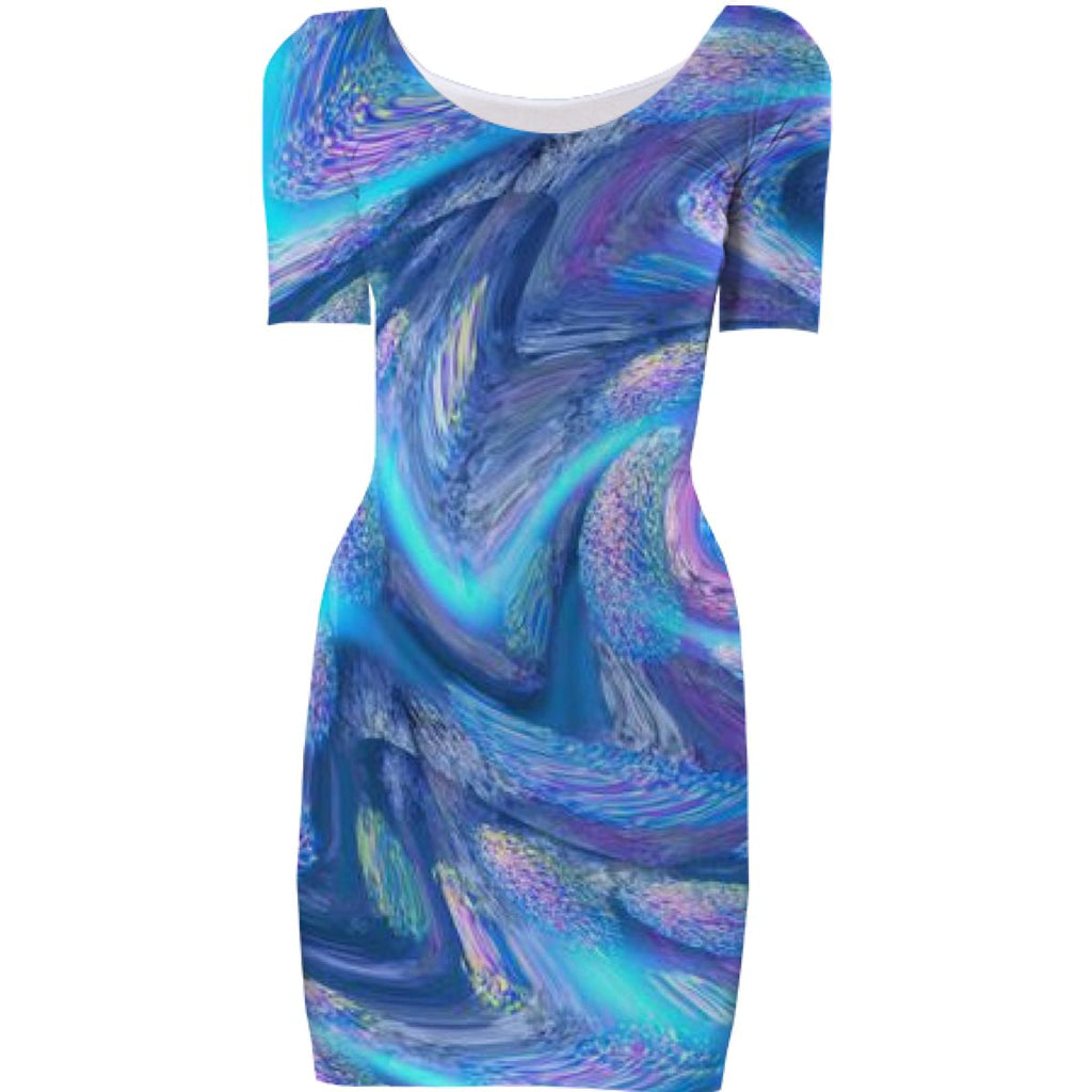 Electric Blue Zig Zags Abstract Fuzzy Sweater