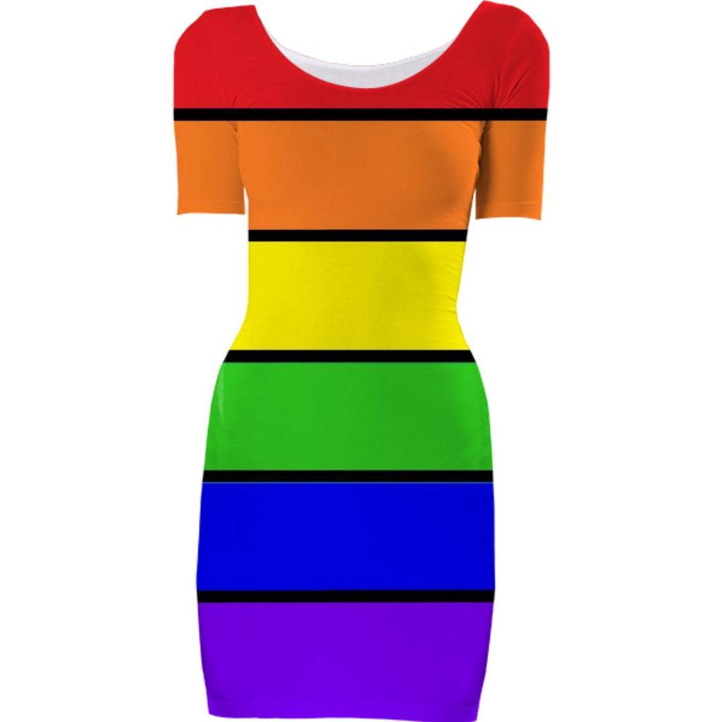 or Colorful Rainbow Stripes Dress