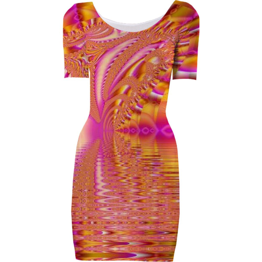 Golden Pink Fiesta Abstract Fractal Ocean Ripples