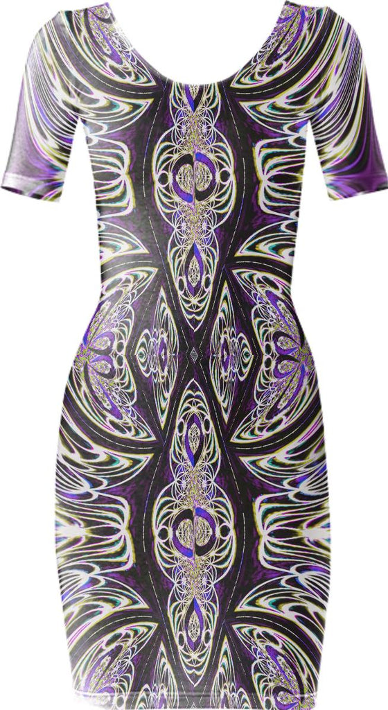 Gray Purple Fractal Bodycon Dress