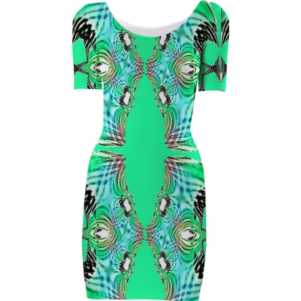 Green Abstract Bodycon Dress