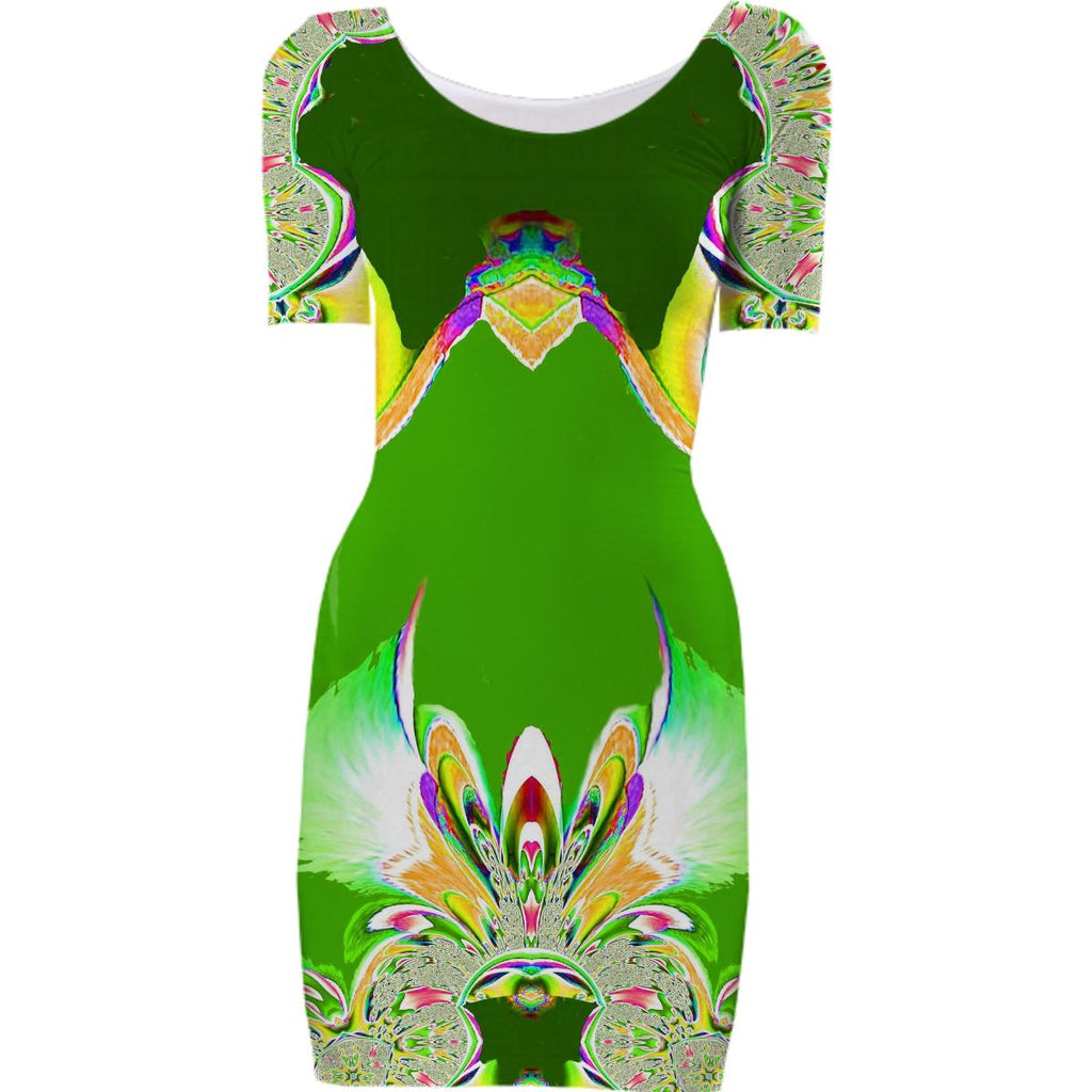 Green Abstract Fantasy Bodycon Dress