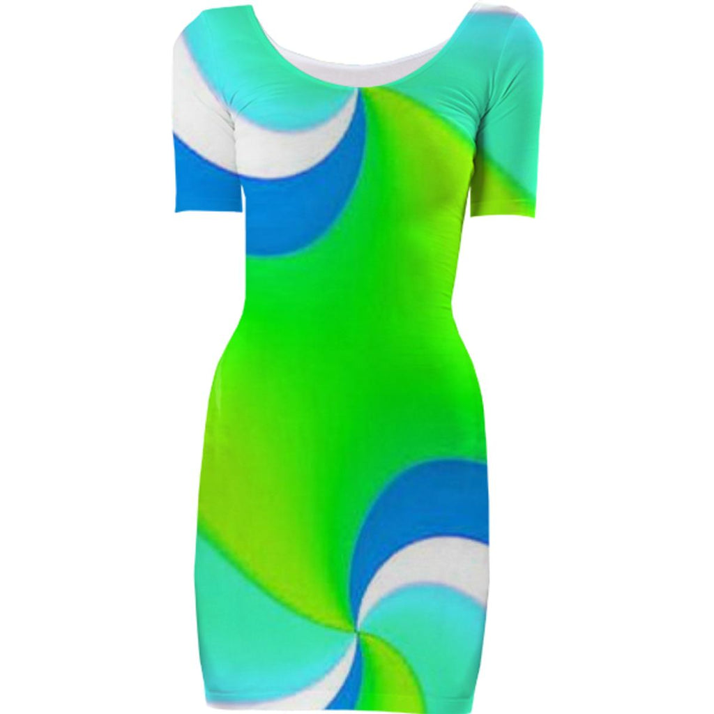 Green Blue Swirl Bodycon Dress