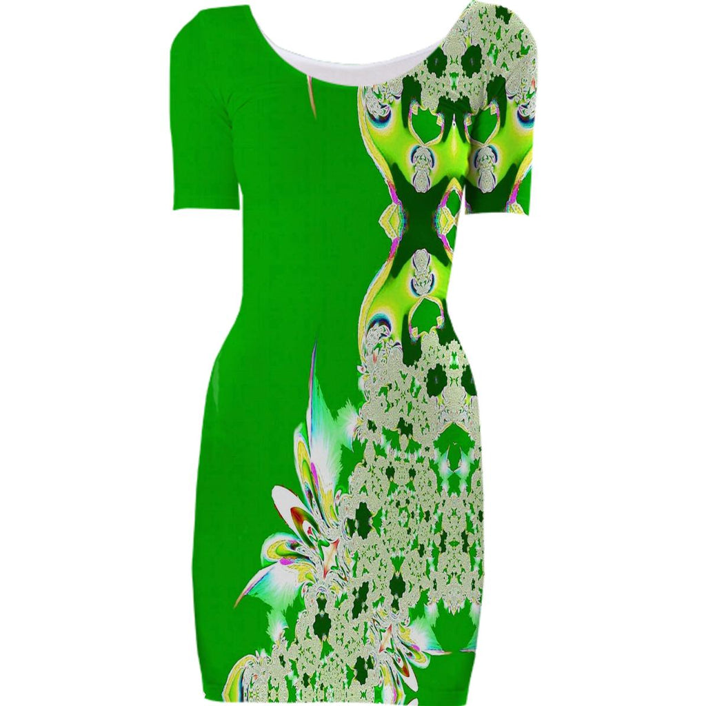 Green Feathers n Lace Bodycon Dress