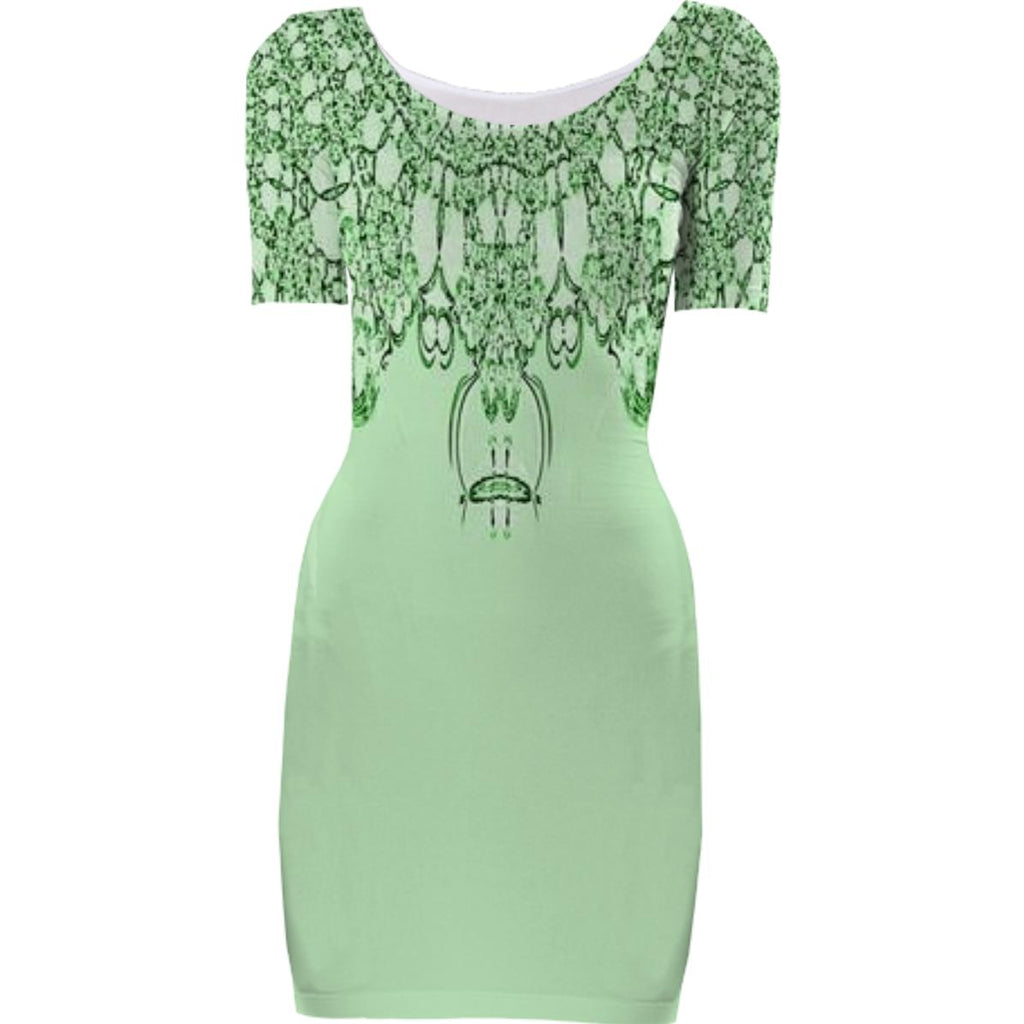 Green Lace Top Bodycon Dress