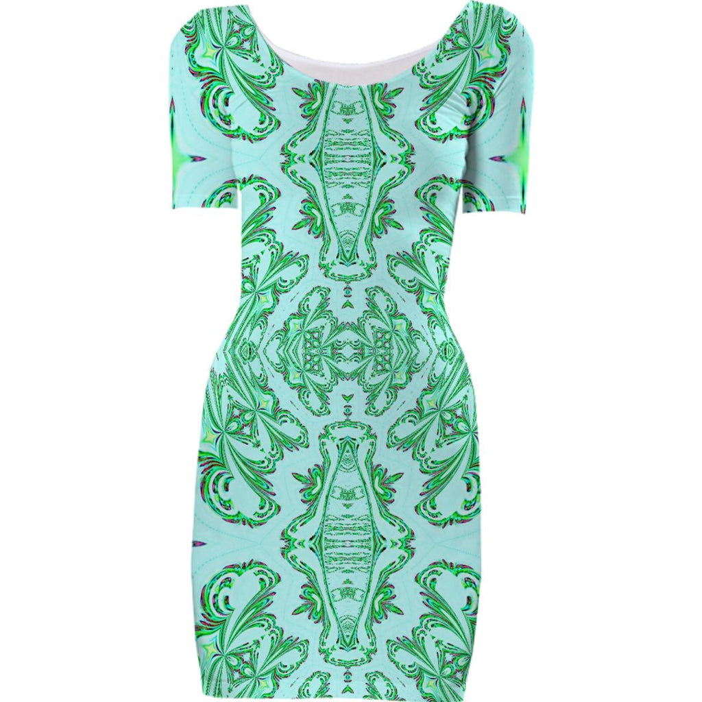 Green Print Bodycon Dress