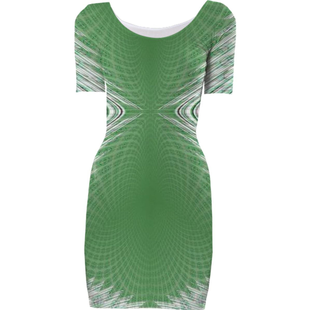 Green White Geometric Bodycon Dress