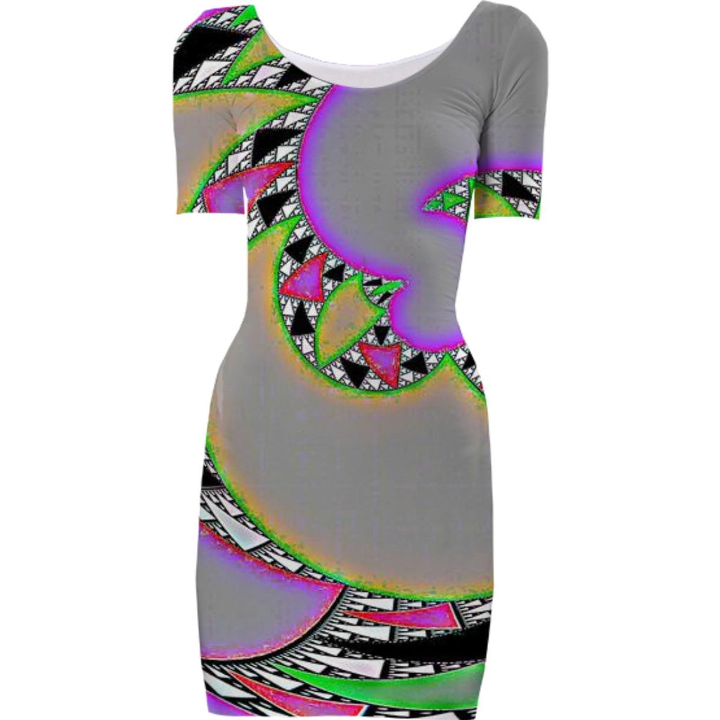 Grey Neon Geometric Bodycon Dress