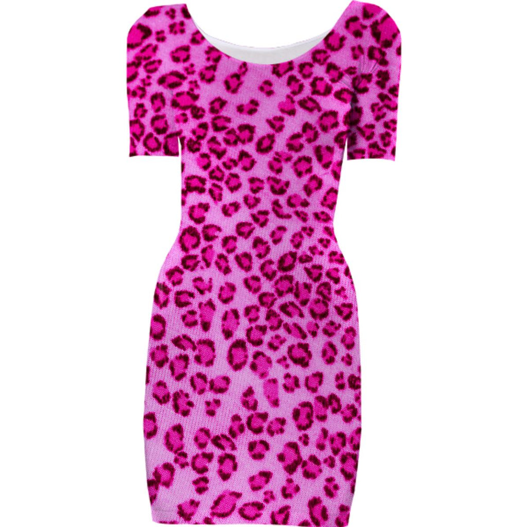Hot Pink Leopard Print Bodycon Dress