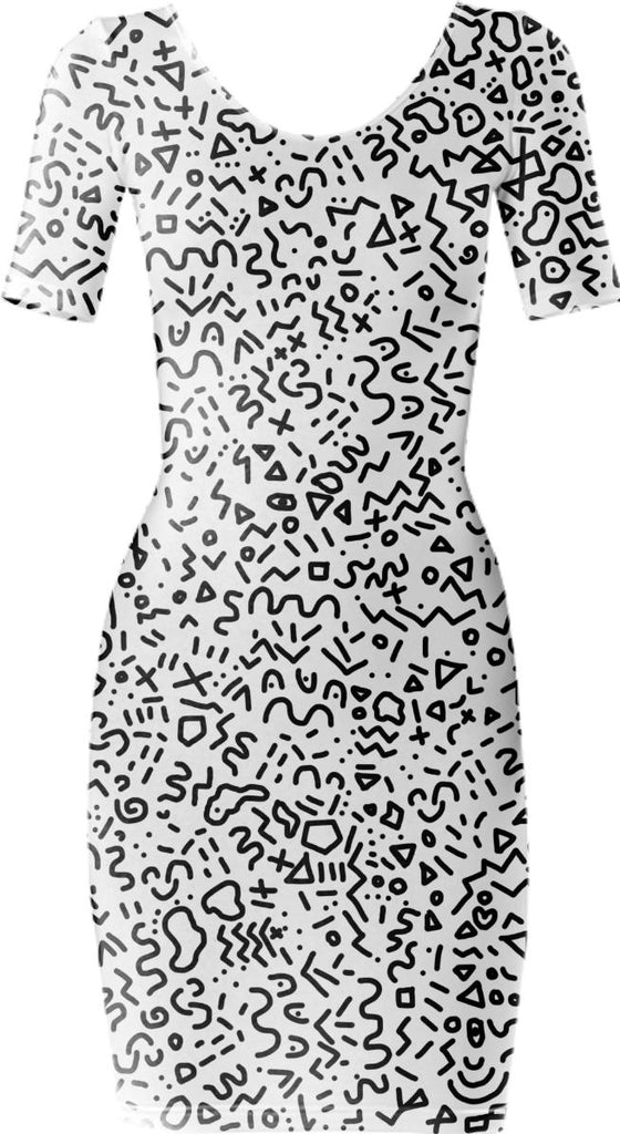 Memphis Squiggle Pattern Dress
