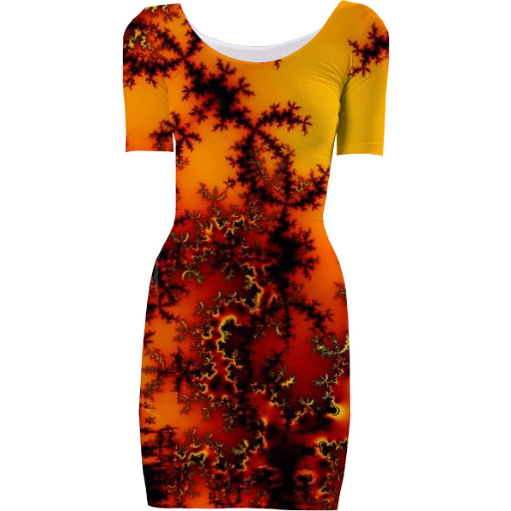 Mystical Golden Fire Lake Abstract Baroque Illusion