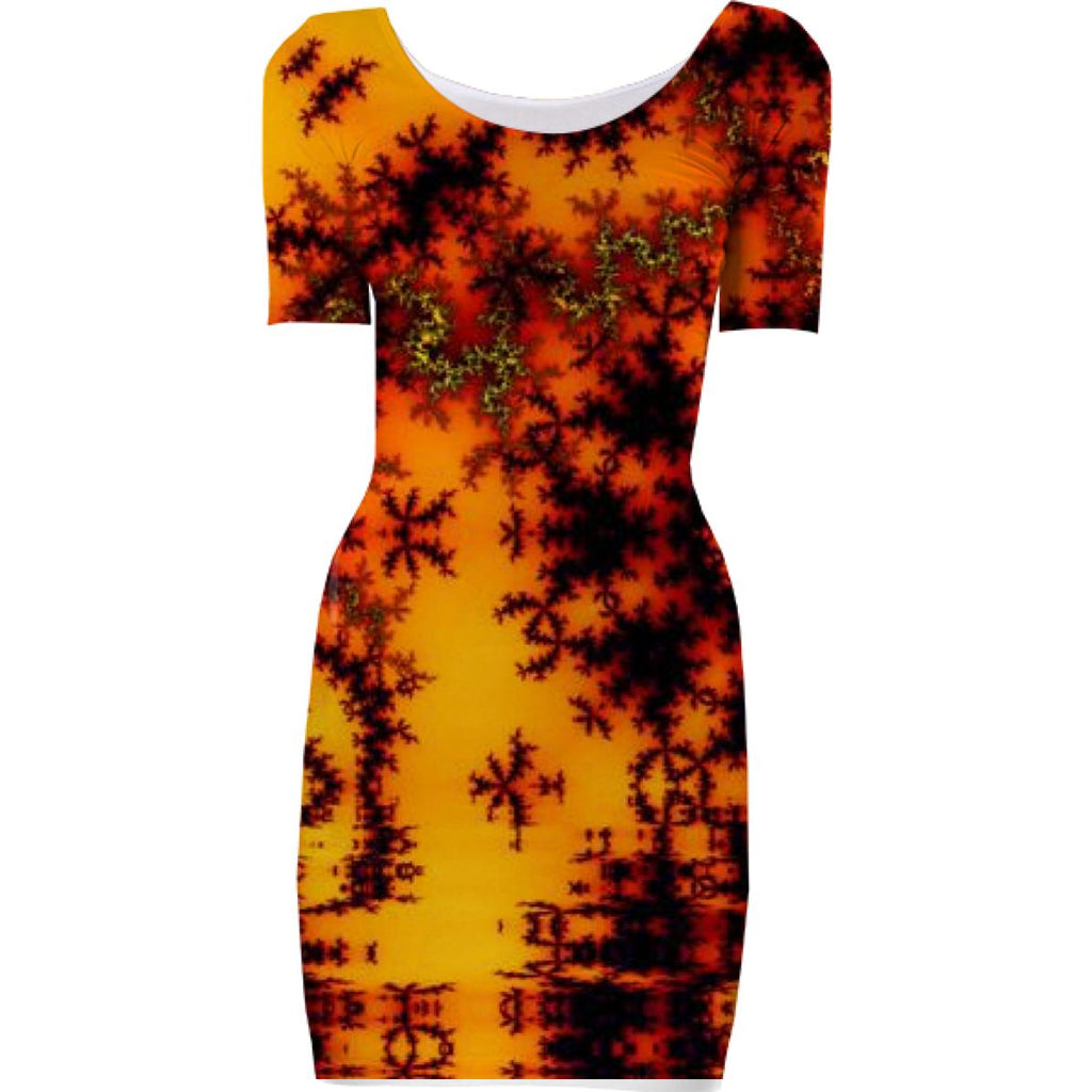 Mystical Golden Fire Lake Abstract Baroque Illusion