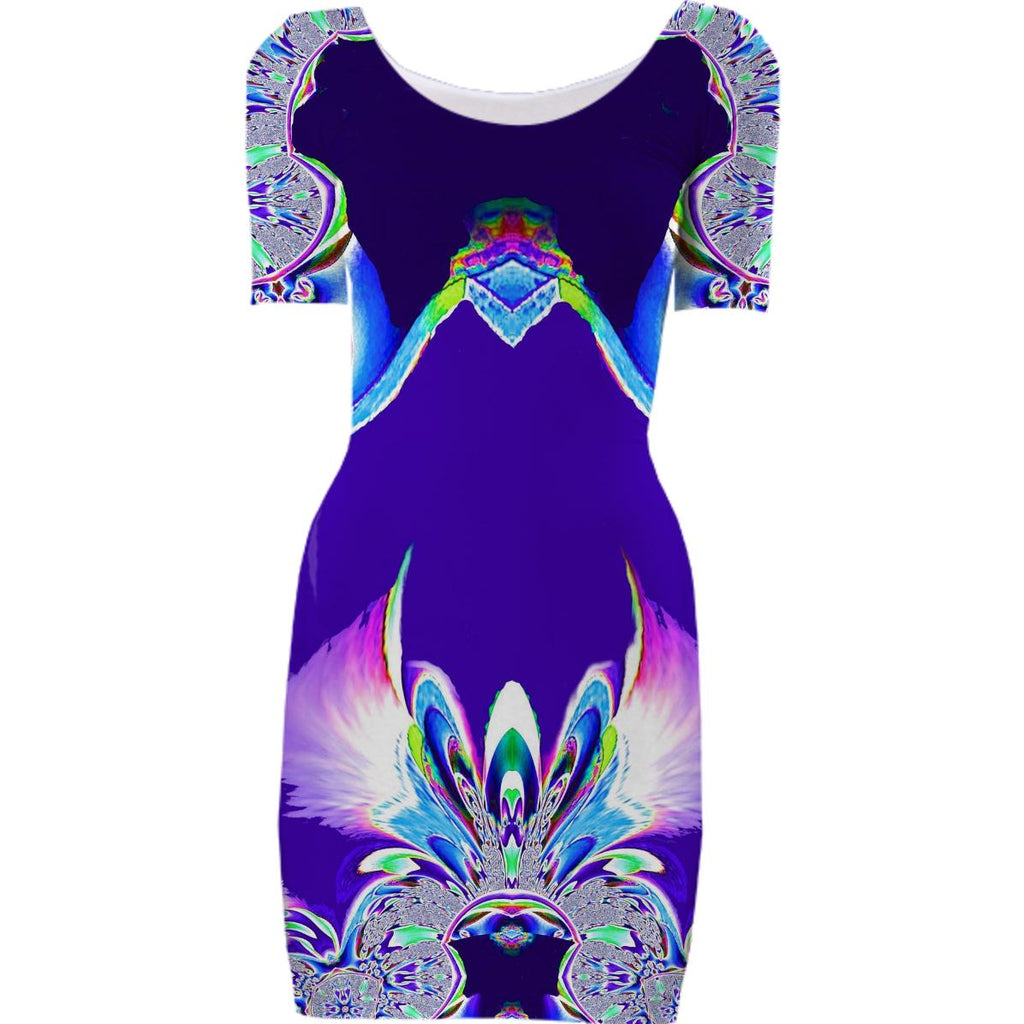 Navy Blue Abstract Fantasy Bodycon Dress