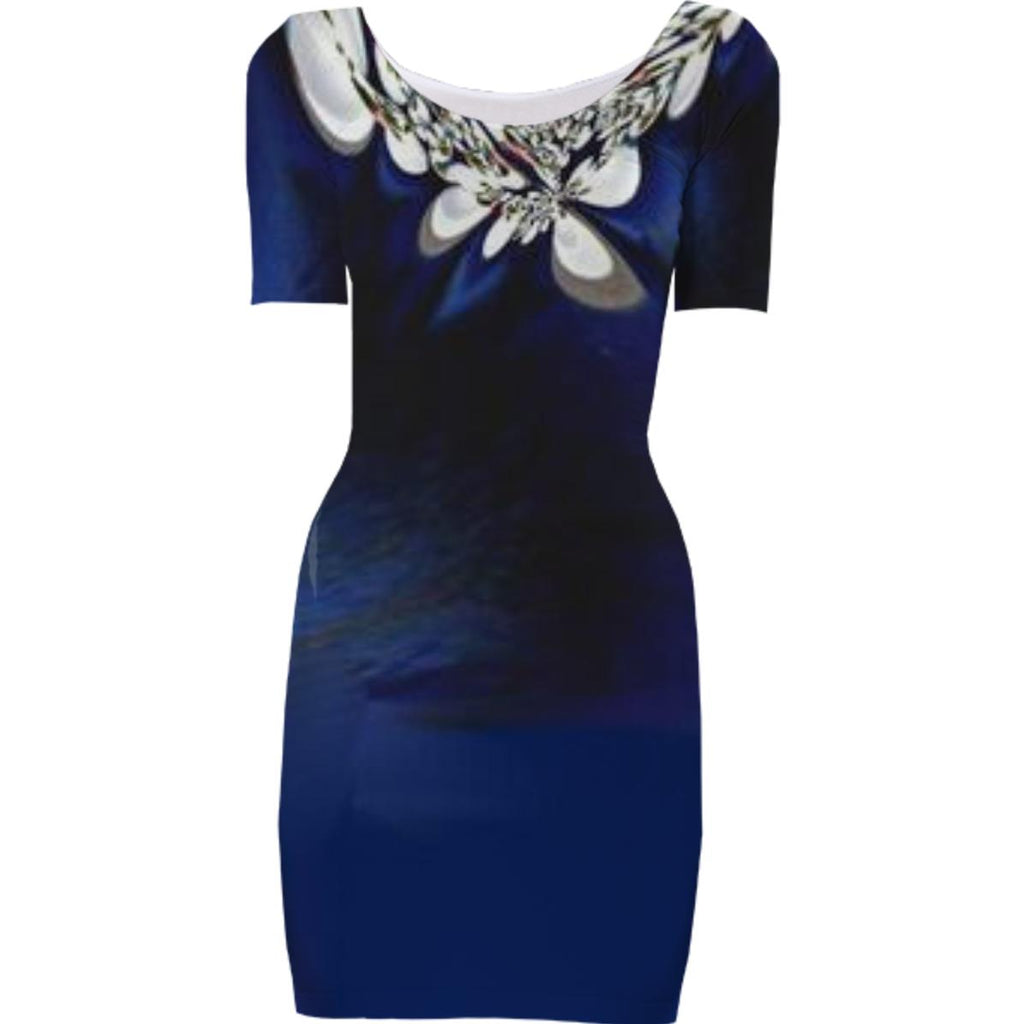 Navy Blue Faux Scarf Bodycon Dress
