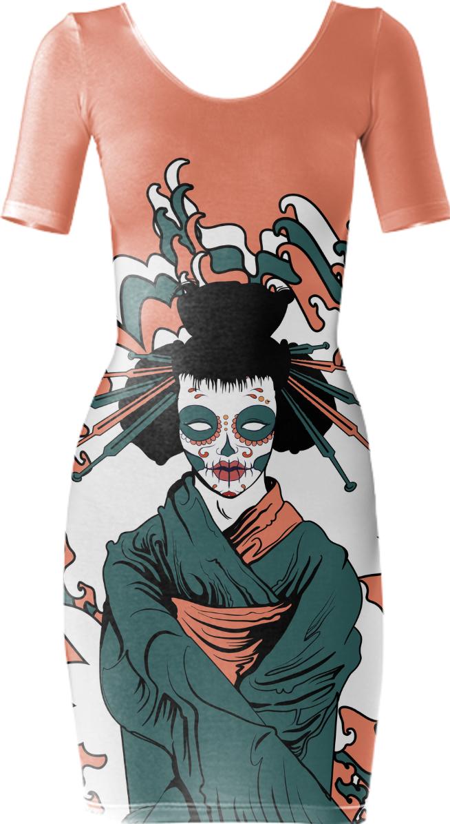 oriental style geisha zombie bodycon dress
