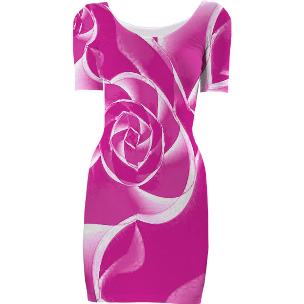 Pink Cabbage Rose Bodycon Dress