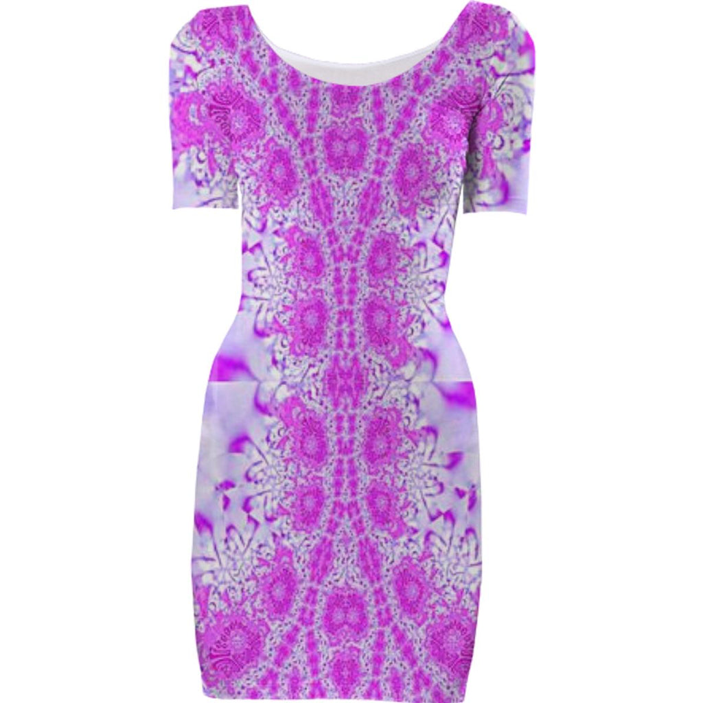 Purple Flowers n Lace Bodycon Dress