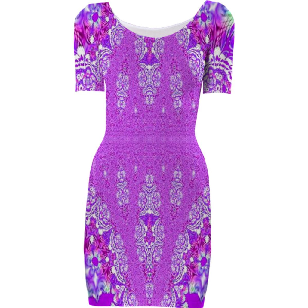 Purple Fractal Lace Bodycon Dress