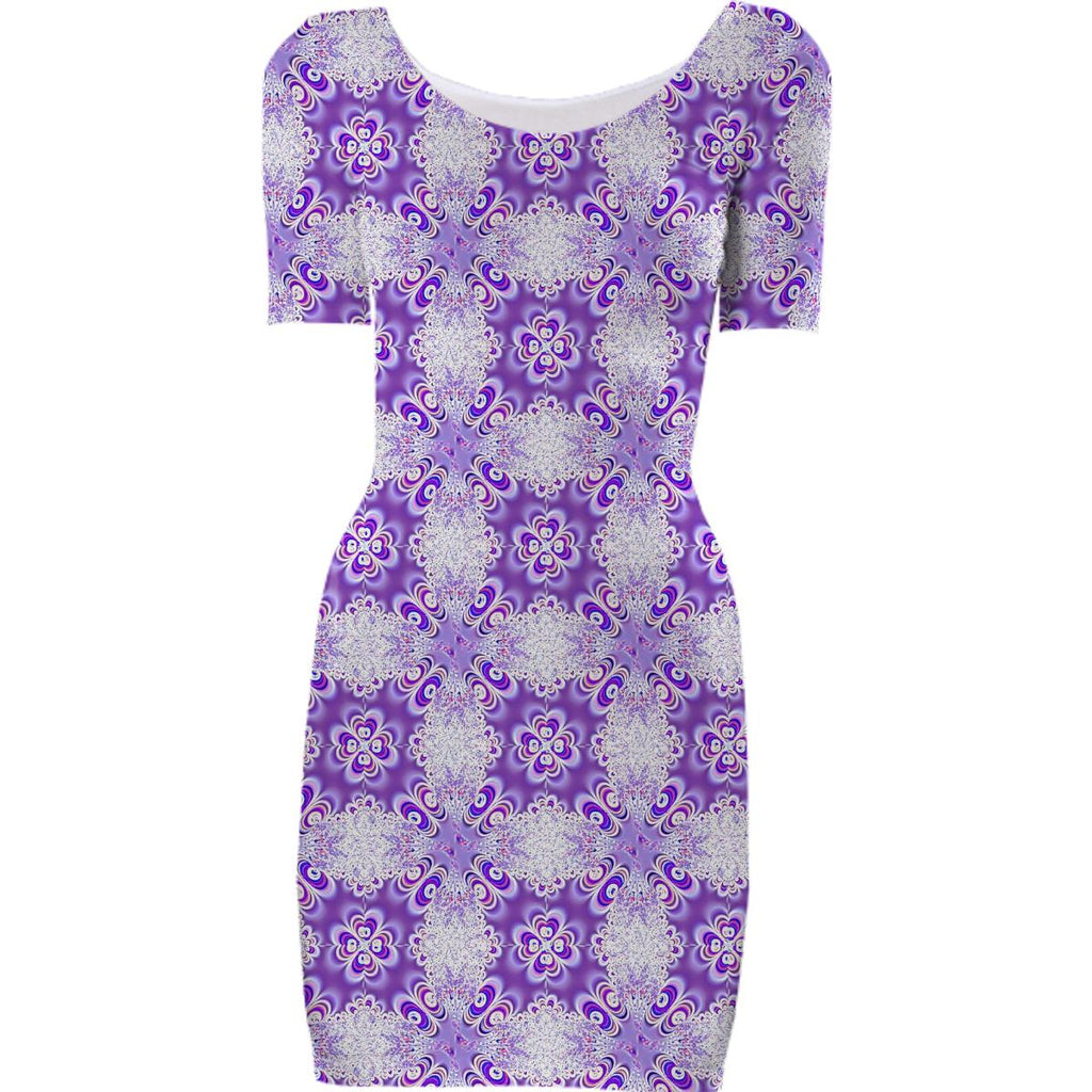 Purple White Flower Bodycon Dress