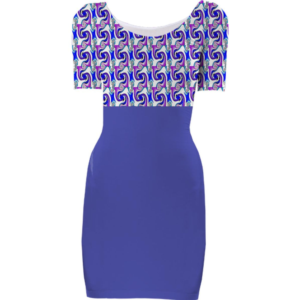 Purple White Pattern Top Bodycon Dress