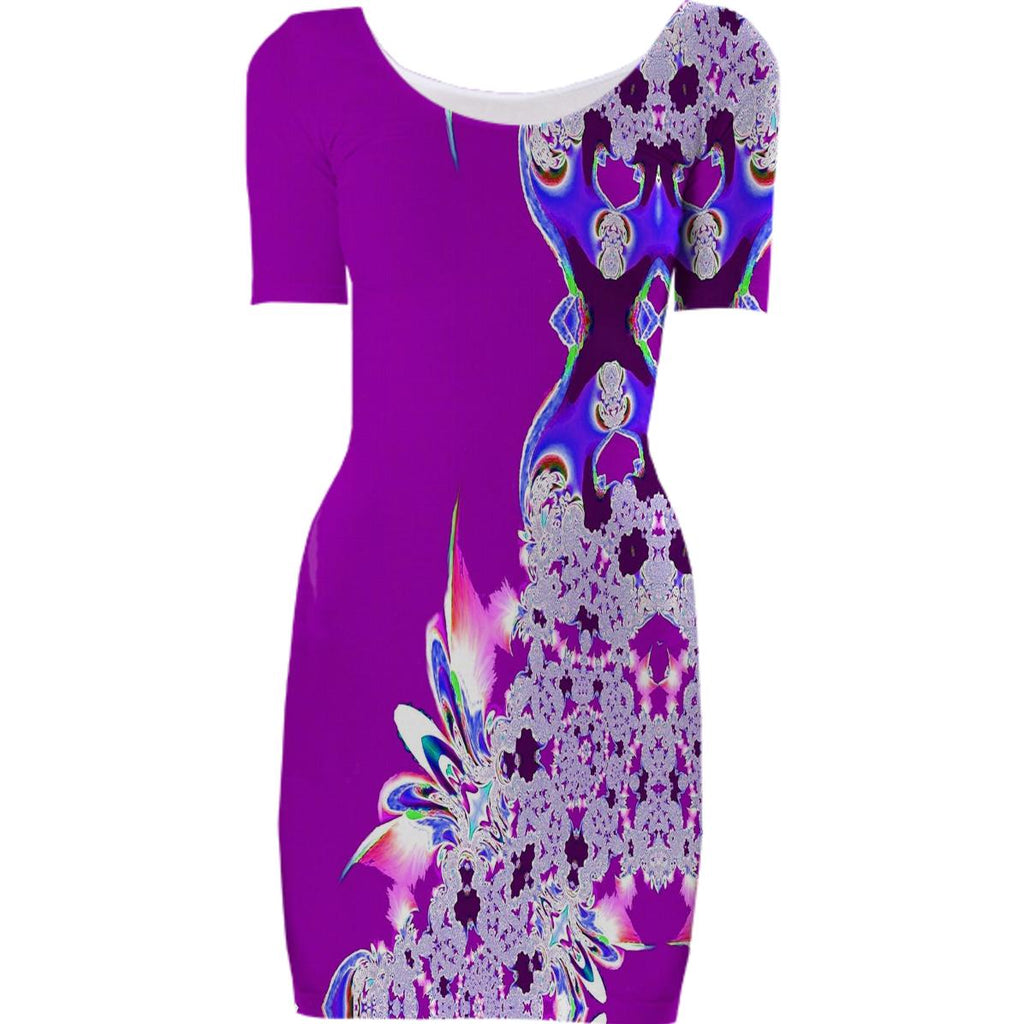 Purple Wine Feathers n Lace Bodycon Dress