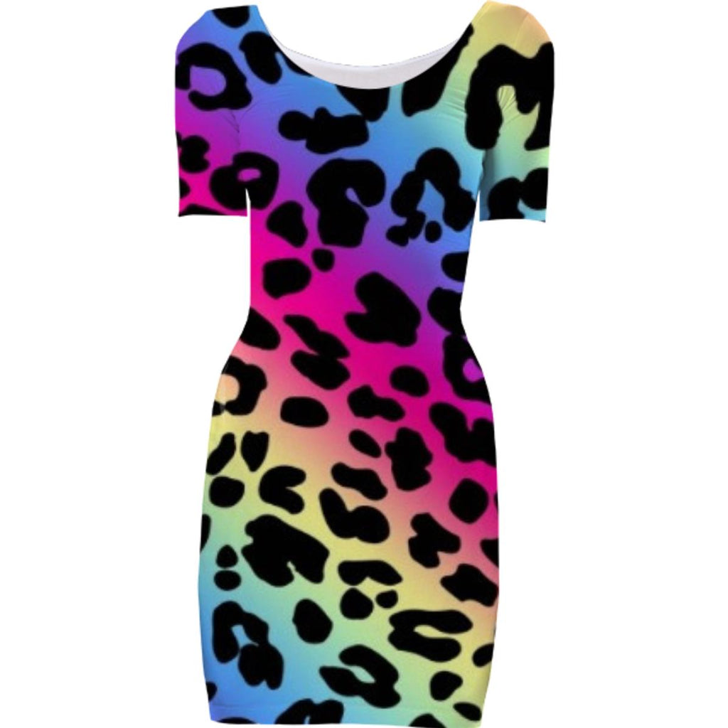 Rainbow Leopard Print Bodycon Dress