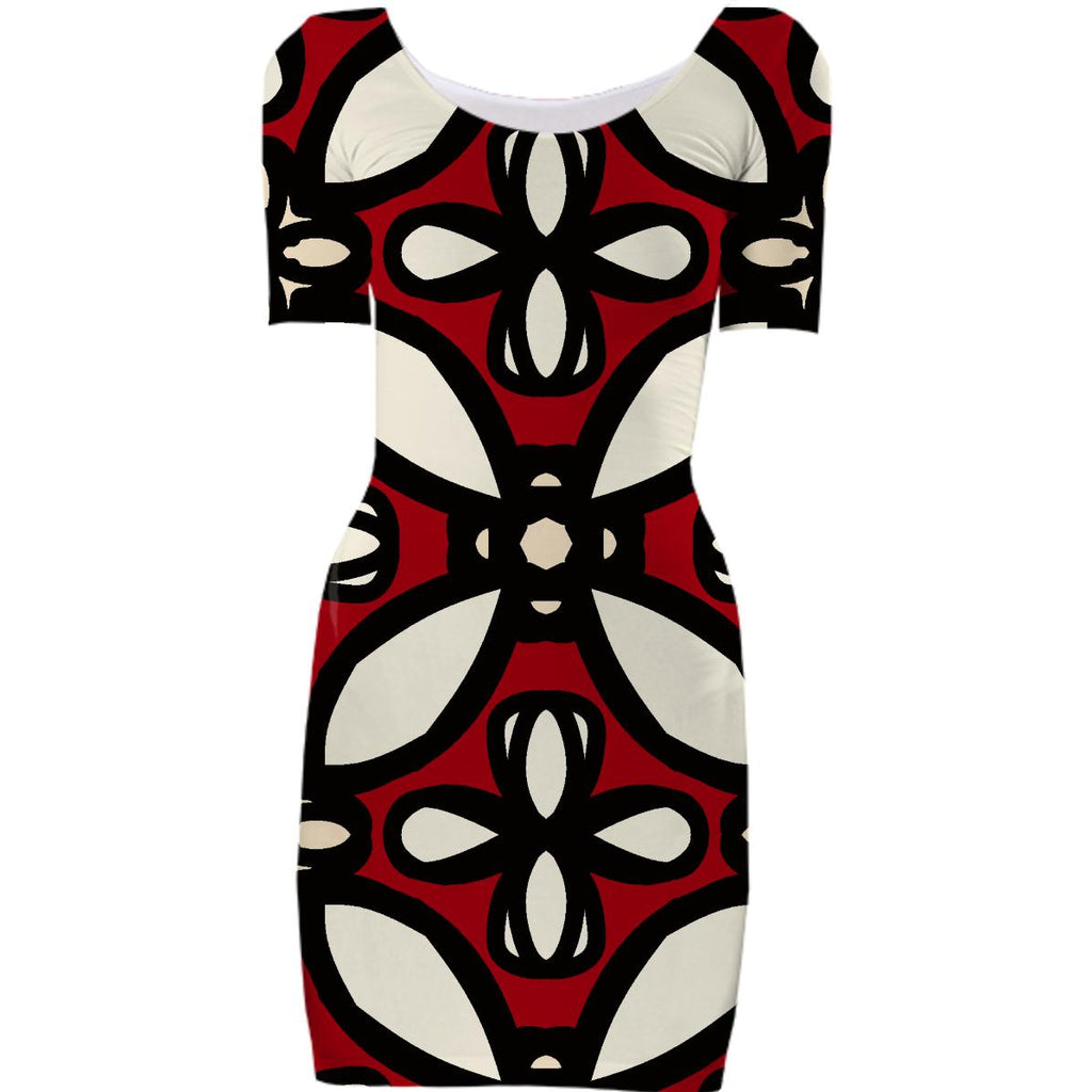 Red and Black Print Dress