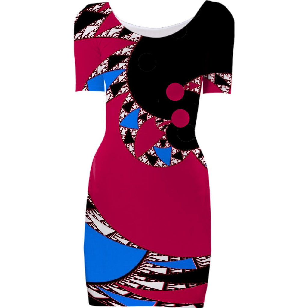 Red Black Blue Geometric Bodycon Dress