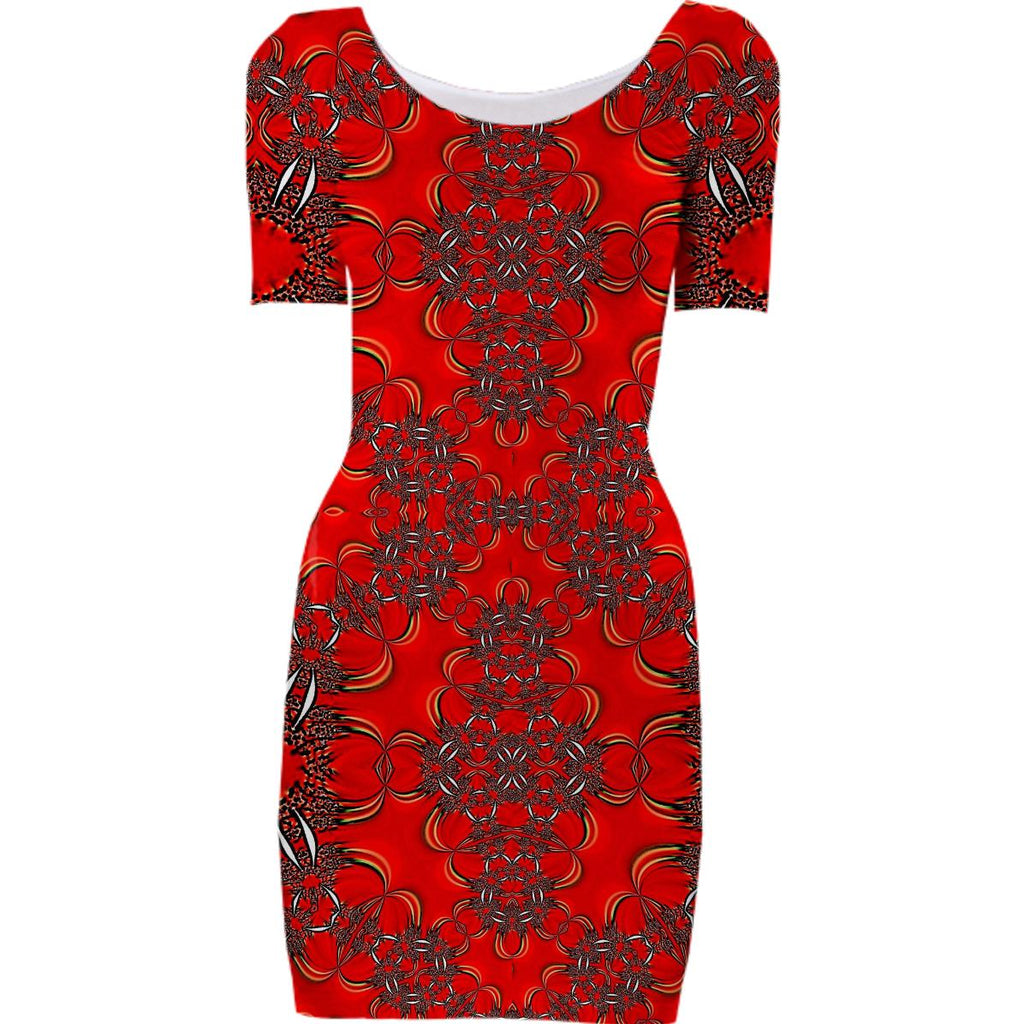 Red Black Rings Bodycon Dress