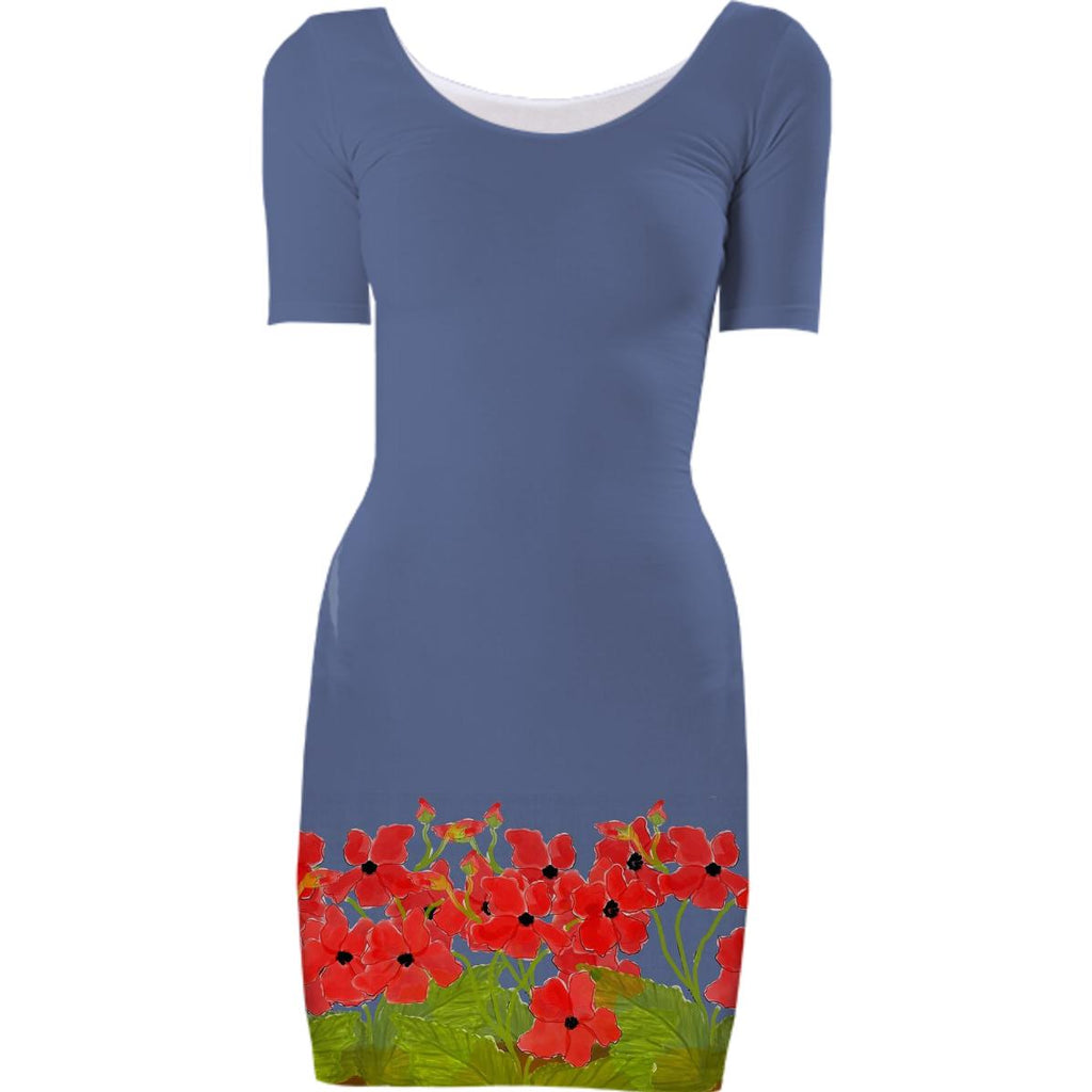 Red Flower Bodycon Dress