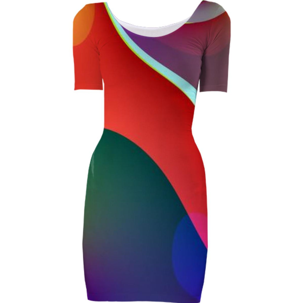 Red Purple Abstract Bodycon Dress