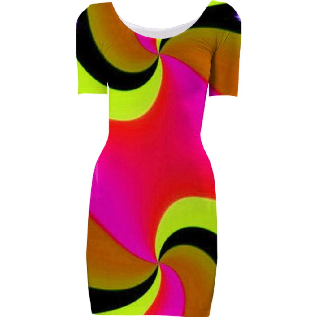 Red Yellow Swirl Bodycon Dress