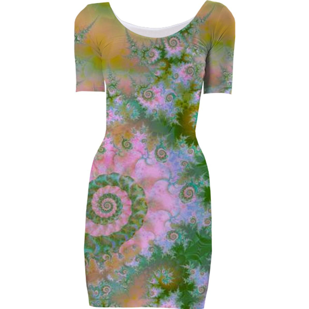 Rose Forest Green Abstract Fractal Swirl Dance