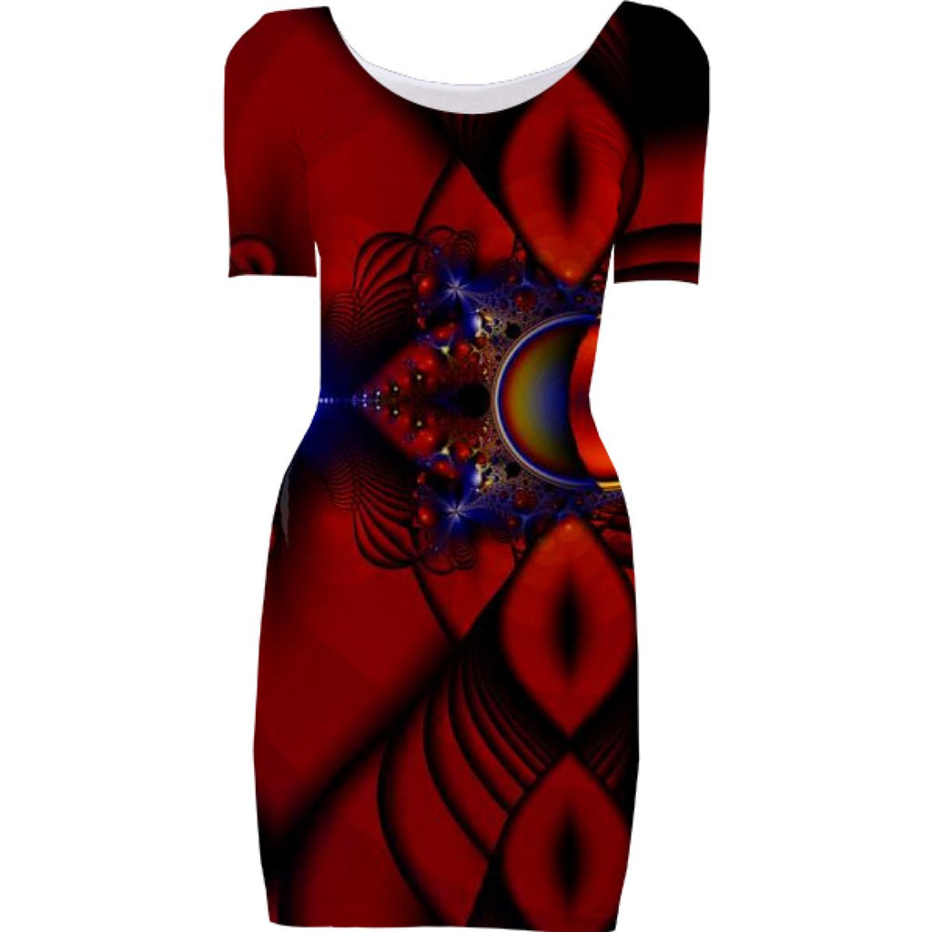 Ruby Abstract Fractal Stained Glass Window