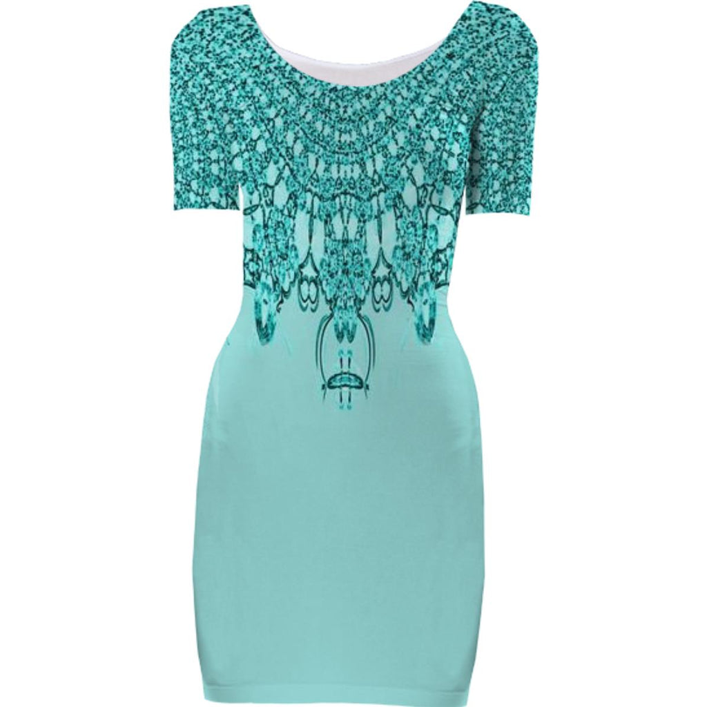 Teal Lace Top Bodycon Dress
