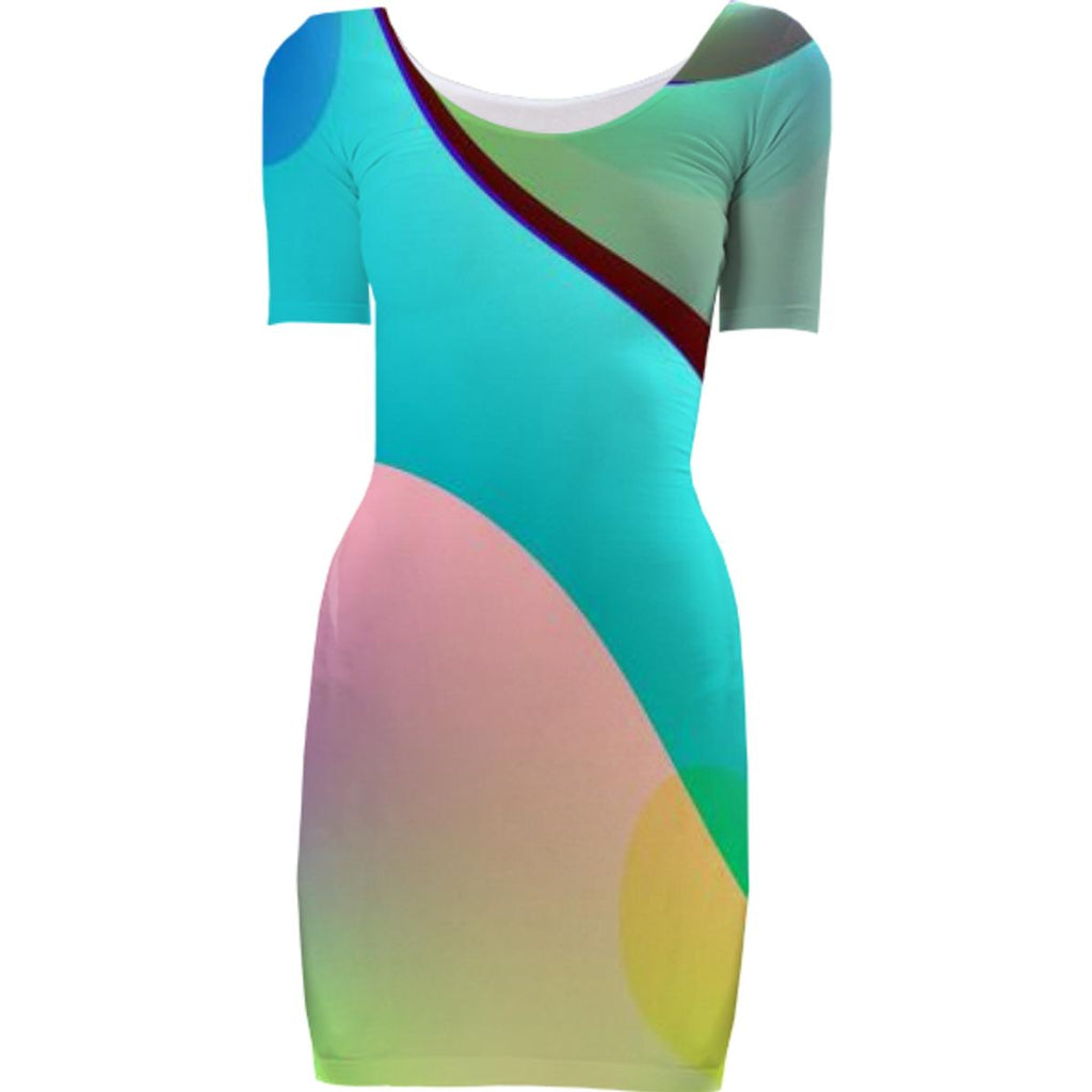 Teal Pink Abstract Bodycon Dress