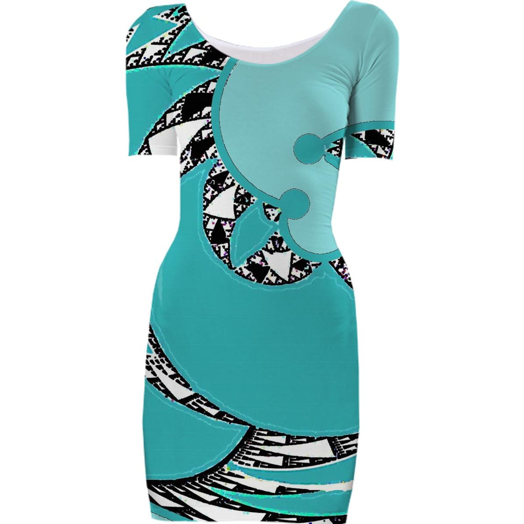 Turquoise Geometric Bodycon Dress